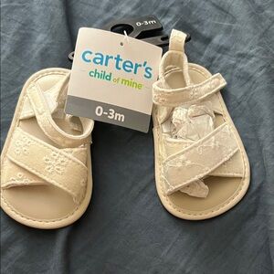Carter's Cream Embroidered Baby Sandals